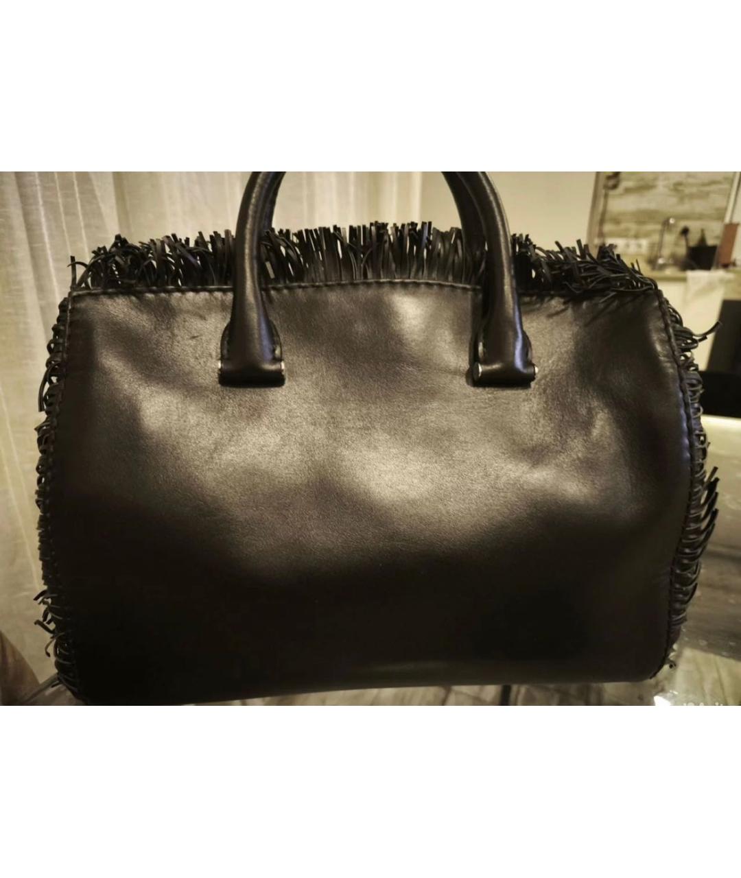 MAX MARA Черная кожаная сумка с короткими ручками, фото 3