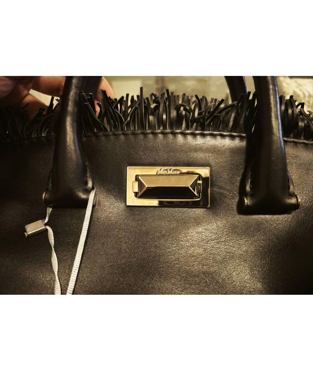 MAX MARA Черная кожаная сумка с короткими ручками, фото 4
