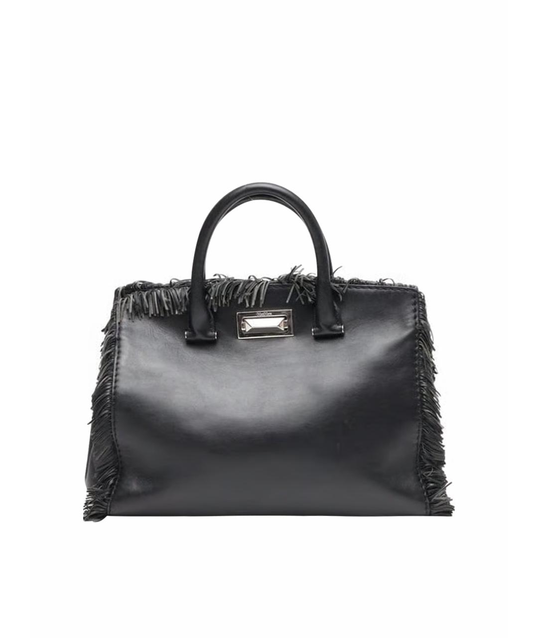 MAX MARA Черная кожаная сумка с короткими ручками, фото 1