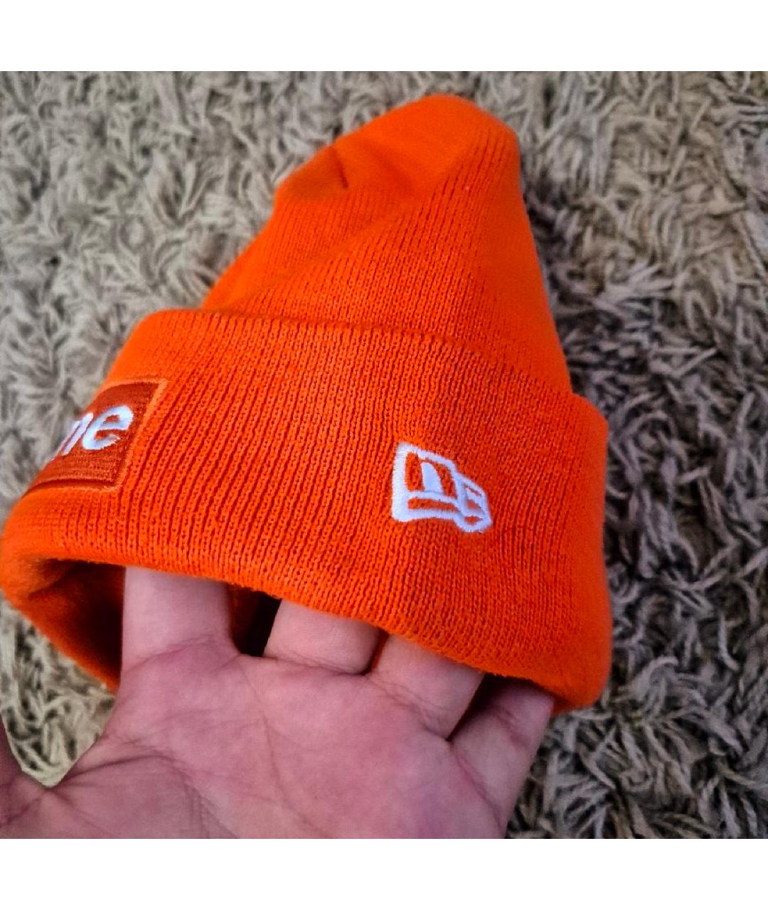 SUPREME Оранжевая синтетическая шапка, фото 2