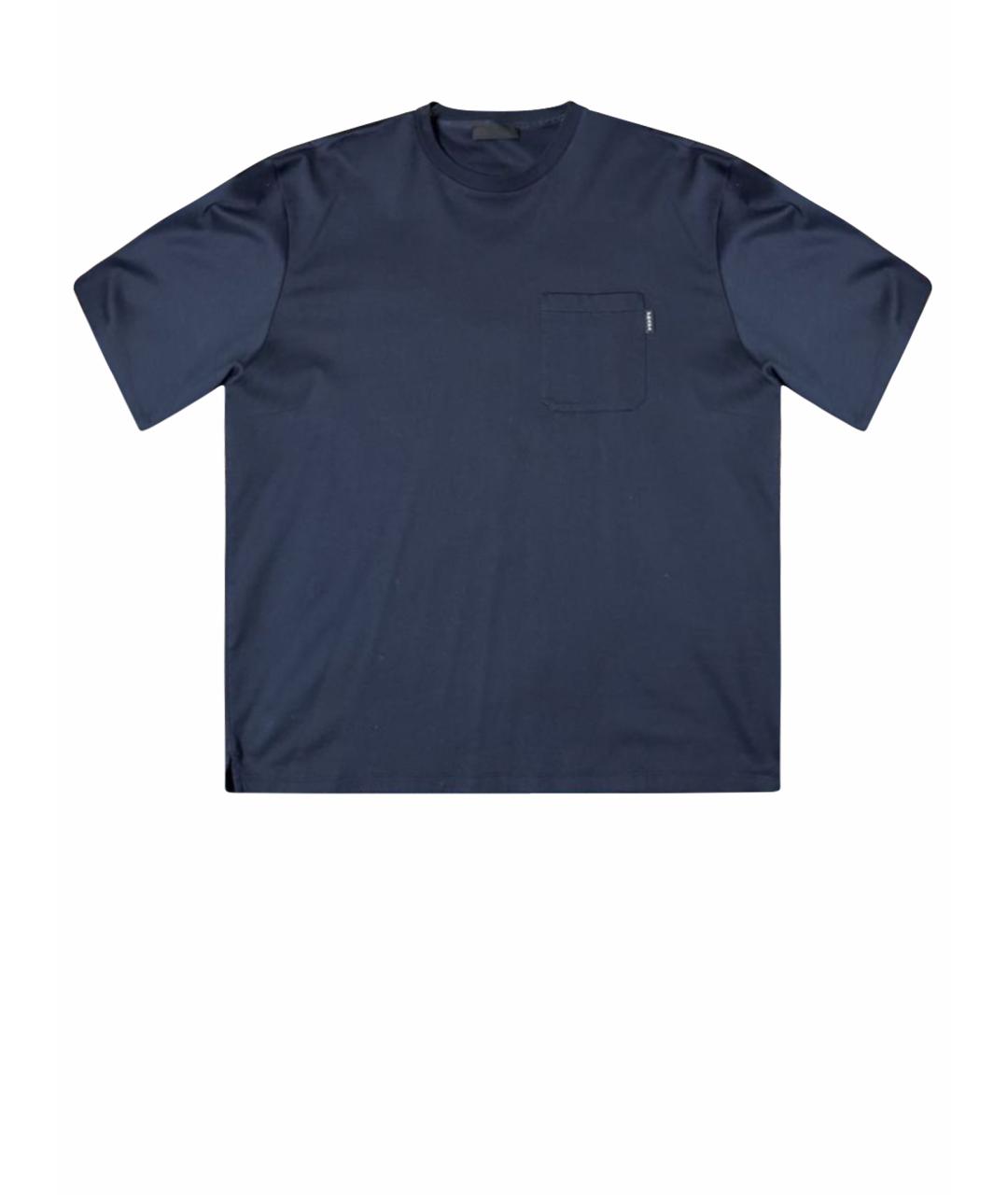 PRADA Темно-синяя хлопковая футболка, фото 1