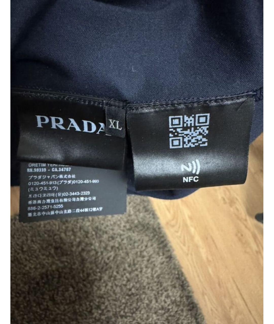 PRADA Темно-синяя хлопковая футболка, фото 4