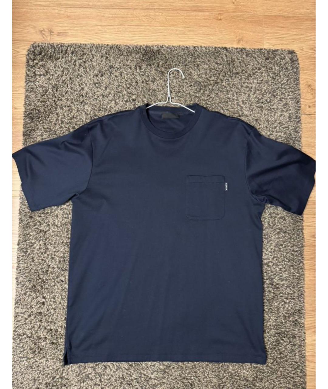 PRADA Темно-синяя хлопковая футболка, фото 6