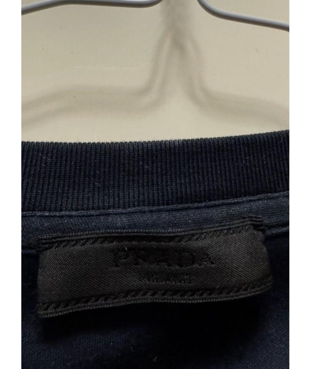 PRADA Темно-синяя хлопковая футболка, фото 3