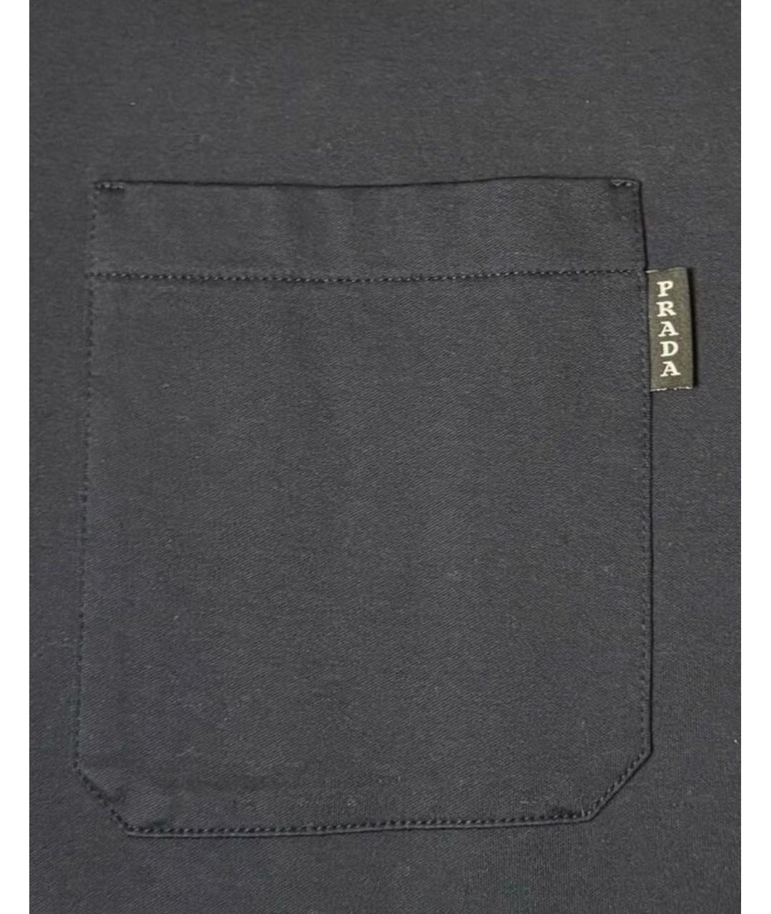 PRADA Темно-синяя хлопковая футболка, фото 2