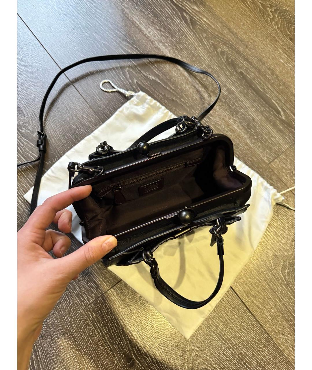 COACH Черная кожаная сумка через плечо, фото 4