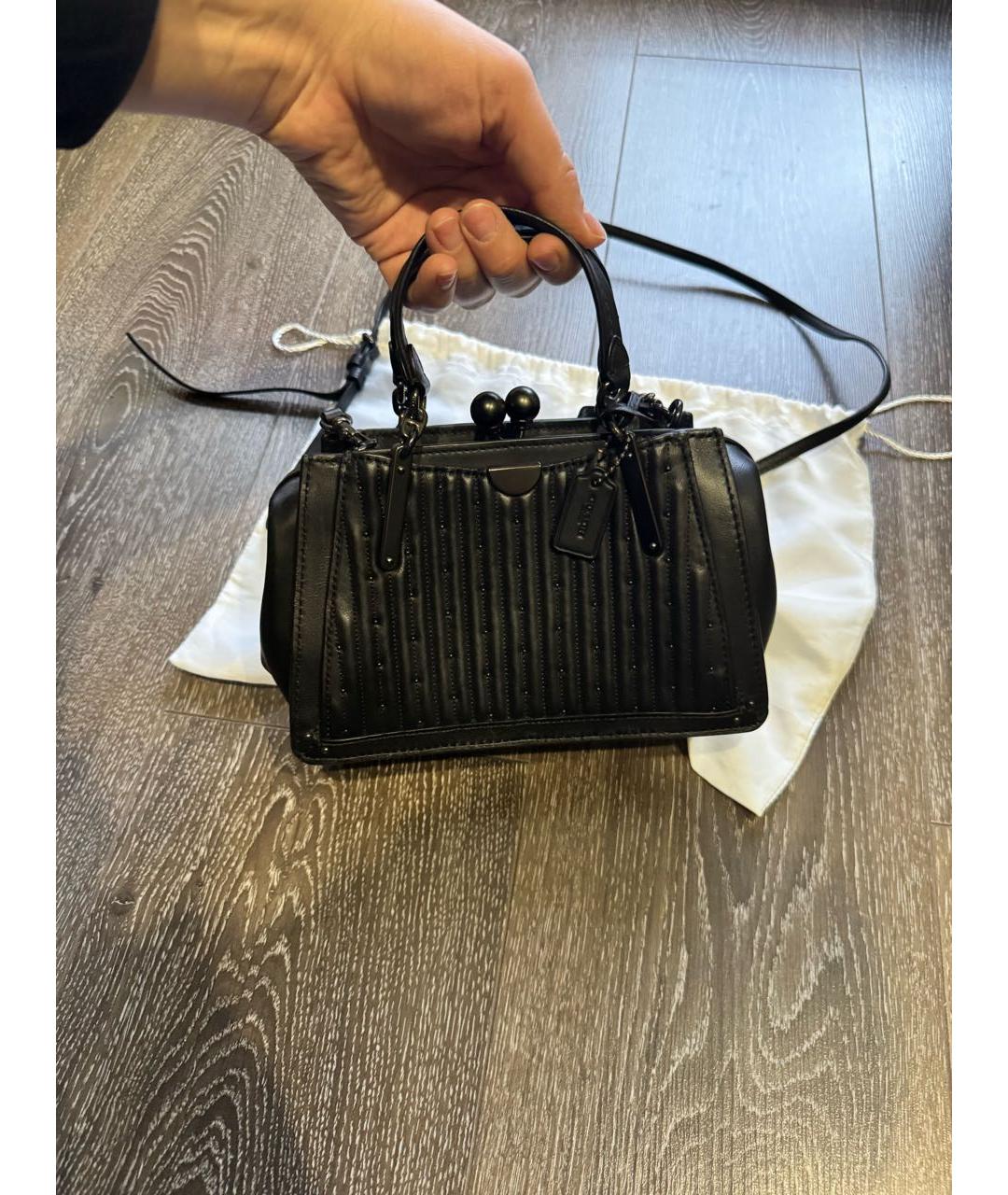 COACH Черная кожаная сумка через плечо, фото 6