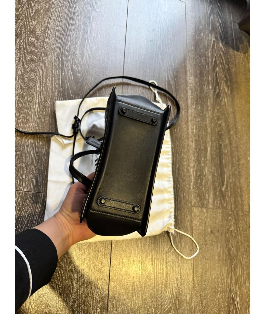 COACH Черная кожаная сумка через плечо, фото 5