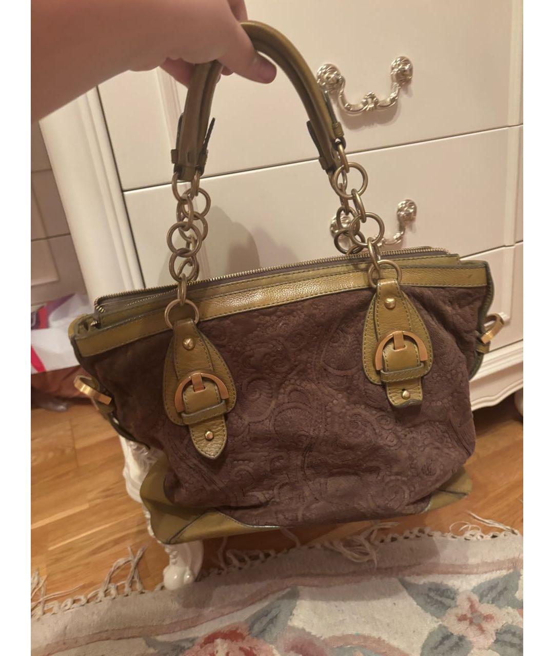 EMILIO PUCCI Коричневая замшевая сумка с короткими ручками, фото 5