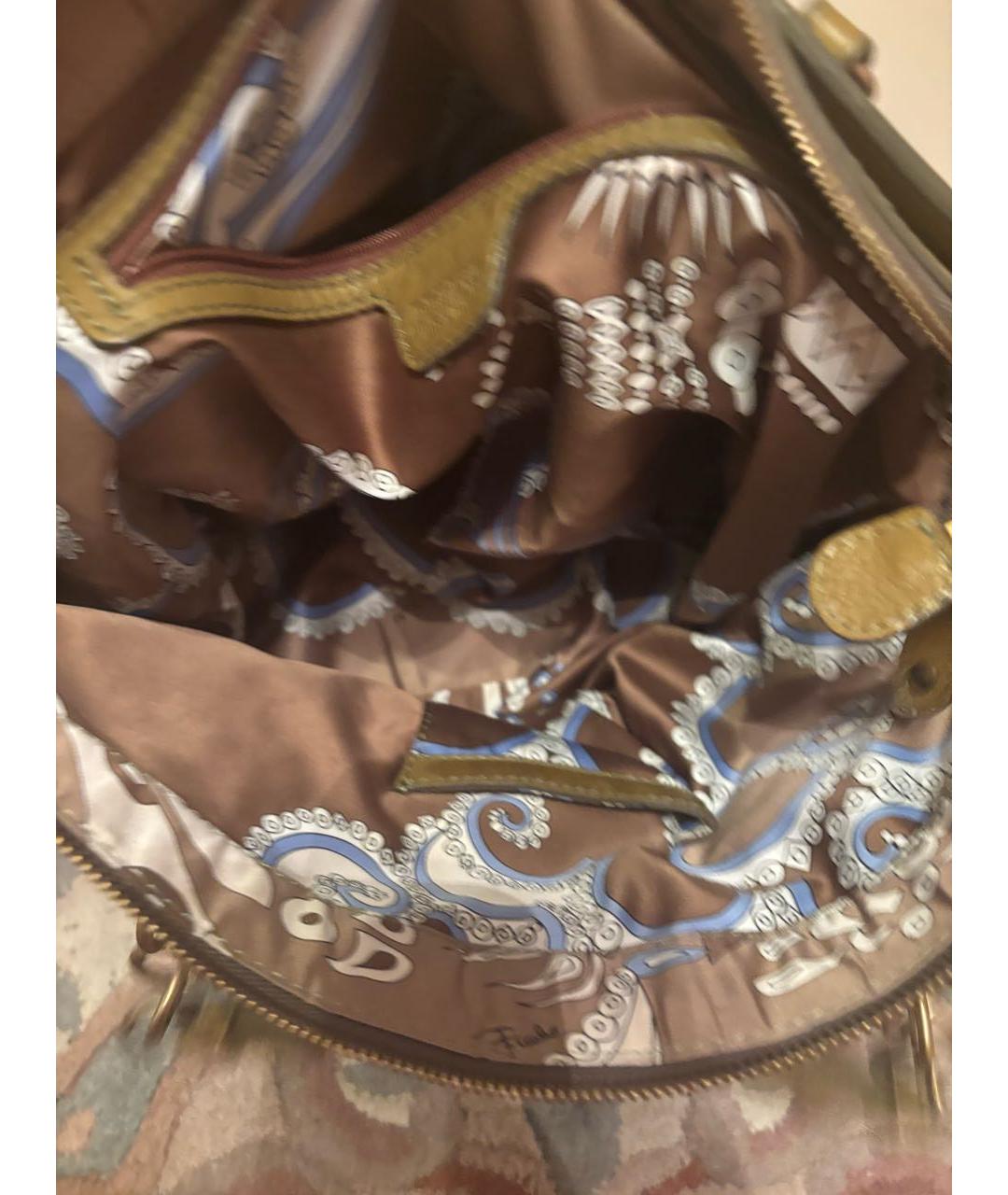 EMILIO PUCCI Коричневая замшевая сумка с короткими ручками, фото 4