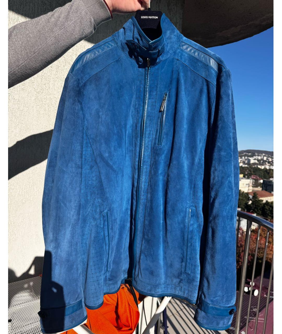 STEFANO RICCI Синяя замшевая куртка, фото 6