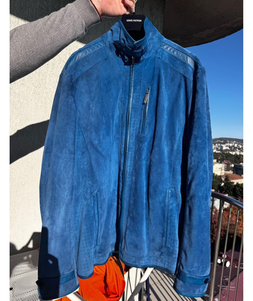 STEFANO RICCI Синяя замшевая куртка, фото 8