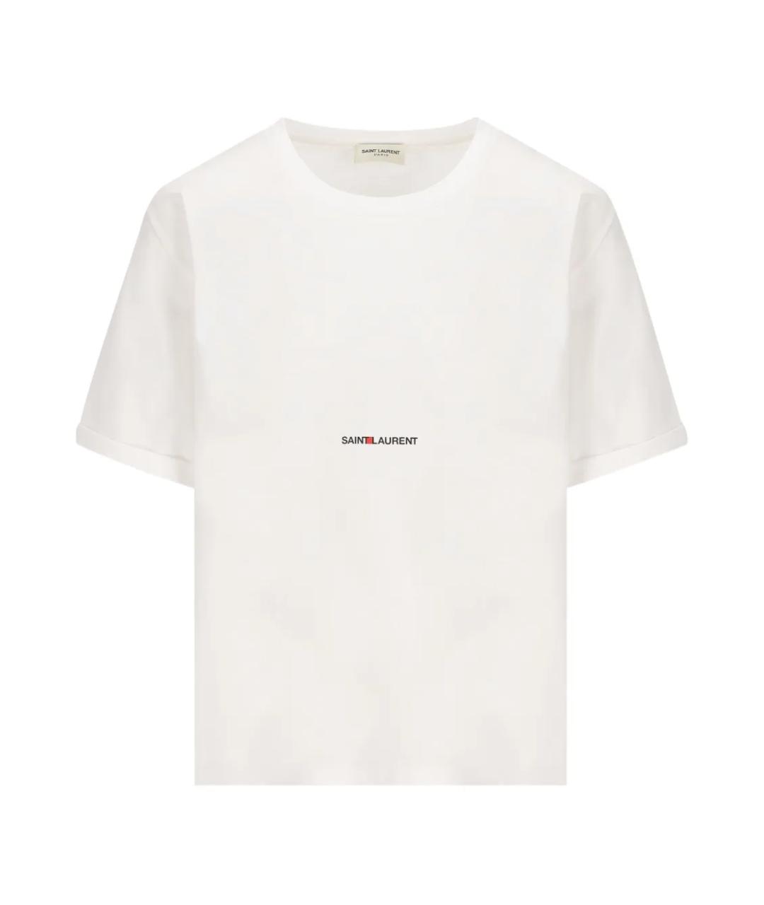 SAINT LAURENT Белая хлопковая футболка, фото 1