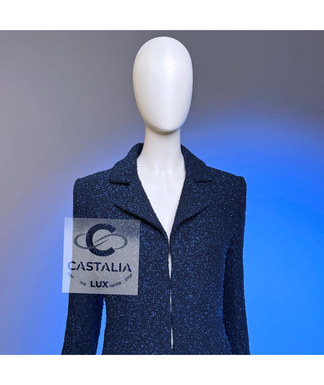 CHANEL Темно-синий твидовый жакет/пиджак, фото 6