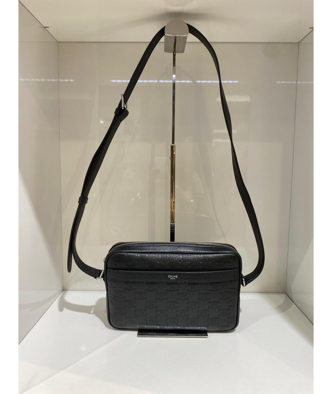 CELINE Черная кожаная сумка на плечо, фото 2