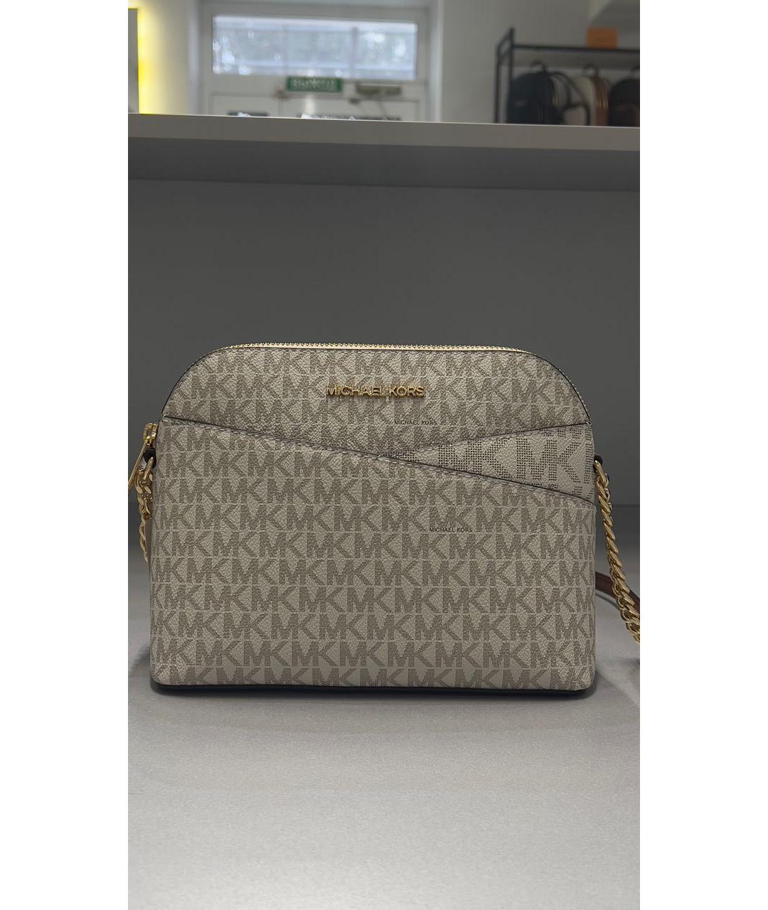 MICHAEL KORS Бежевая кожаная сумка через плечо, фото 5