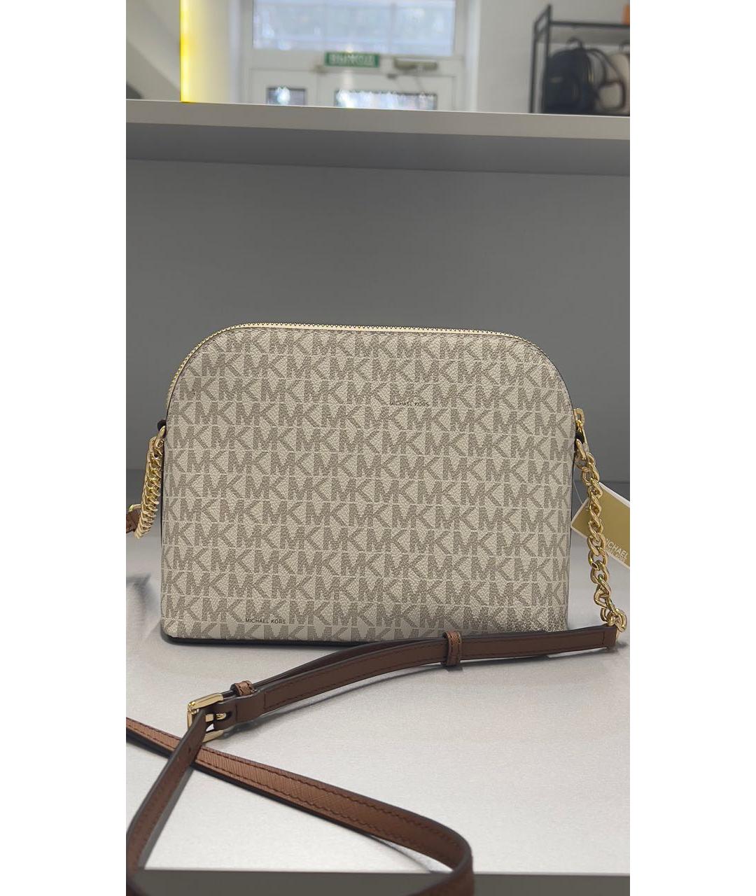 MICHAEL KORS Бежевая кожаная сумка через плечо, фото 3