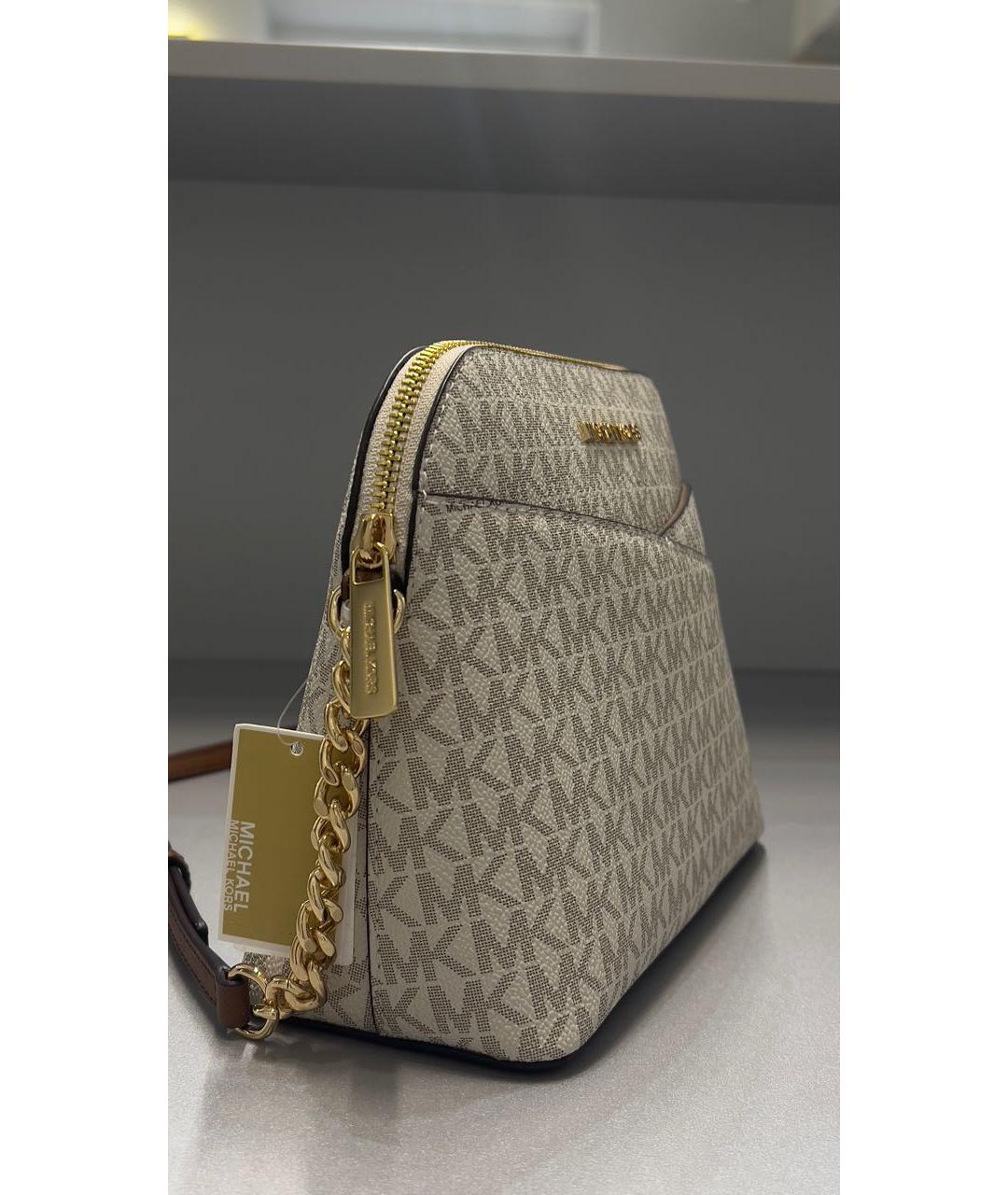 MICHAEL KORS Бежевая кожаная сумка через плечо, фото 2