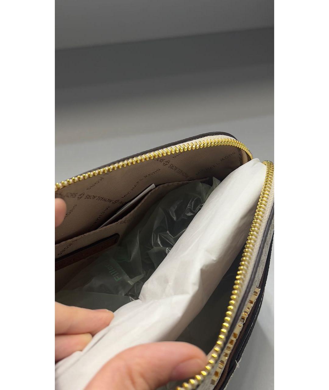 MICHAEL KORS Бежевая кожаная сумка через плечо, фото 4