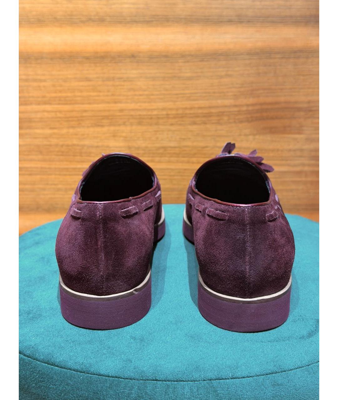 TOD'S Бордовые замшевые мокасины, фото 4