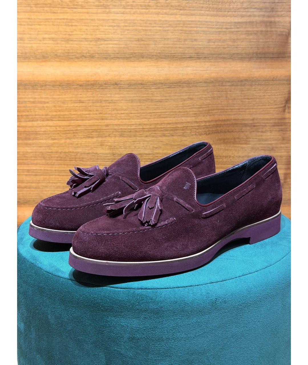 TOD'S Бордовые замшевые мокасины, фото 6