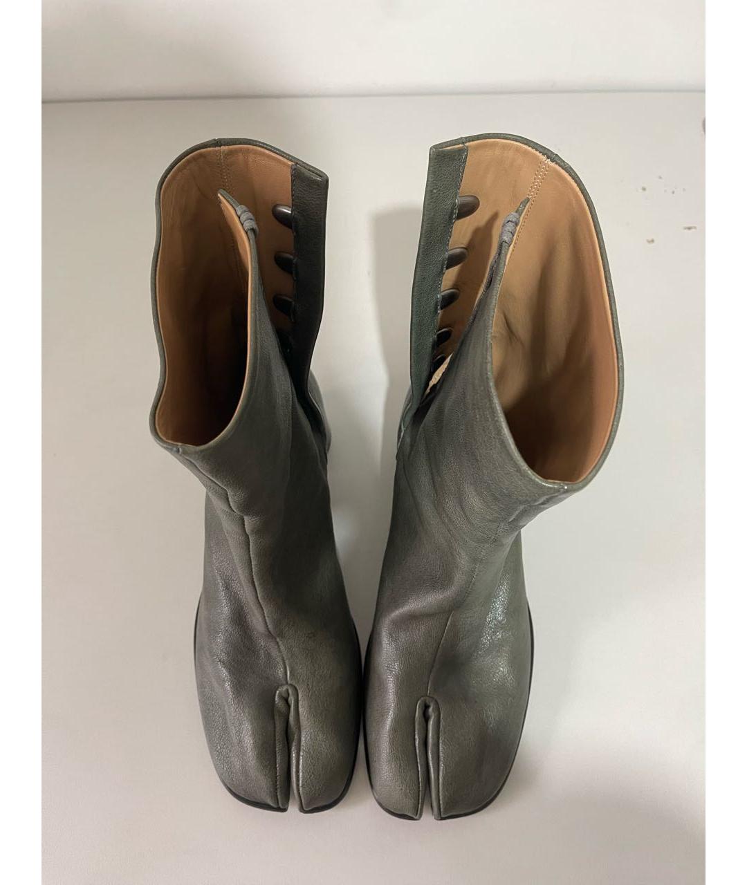 MAISON MARGIELA Зеленые кожаные высокие ботинки, фото 4