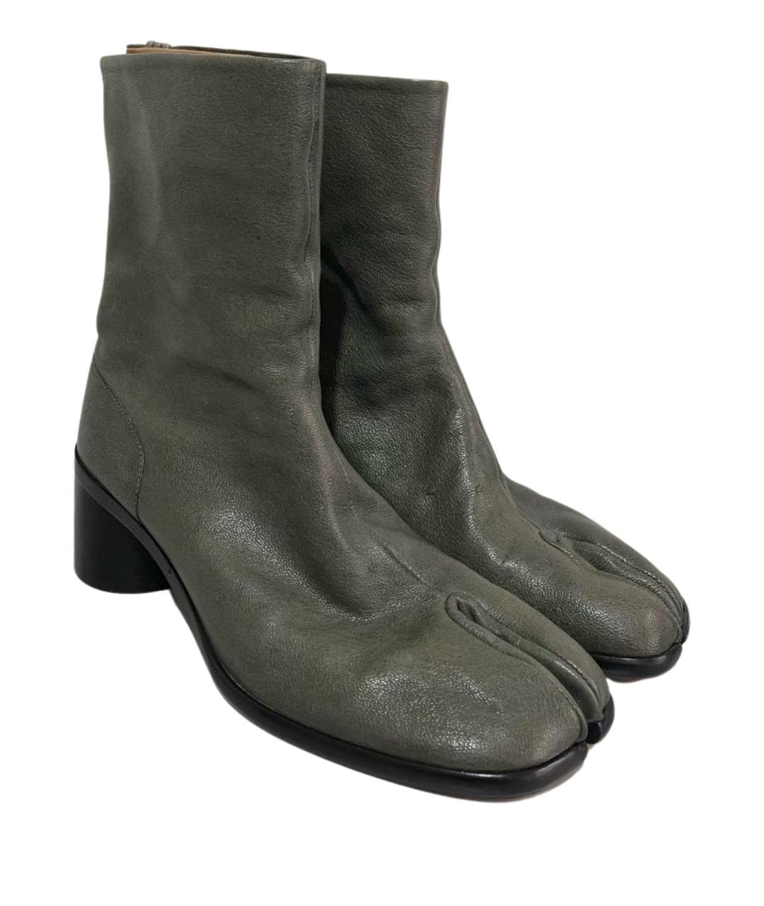 MAISON MARGIELA Зеленые кожаные высокие ботинки, фото 2