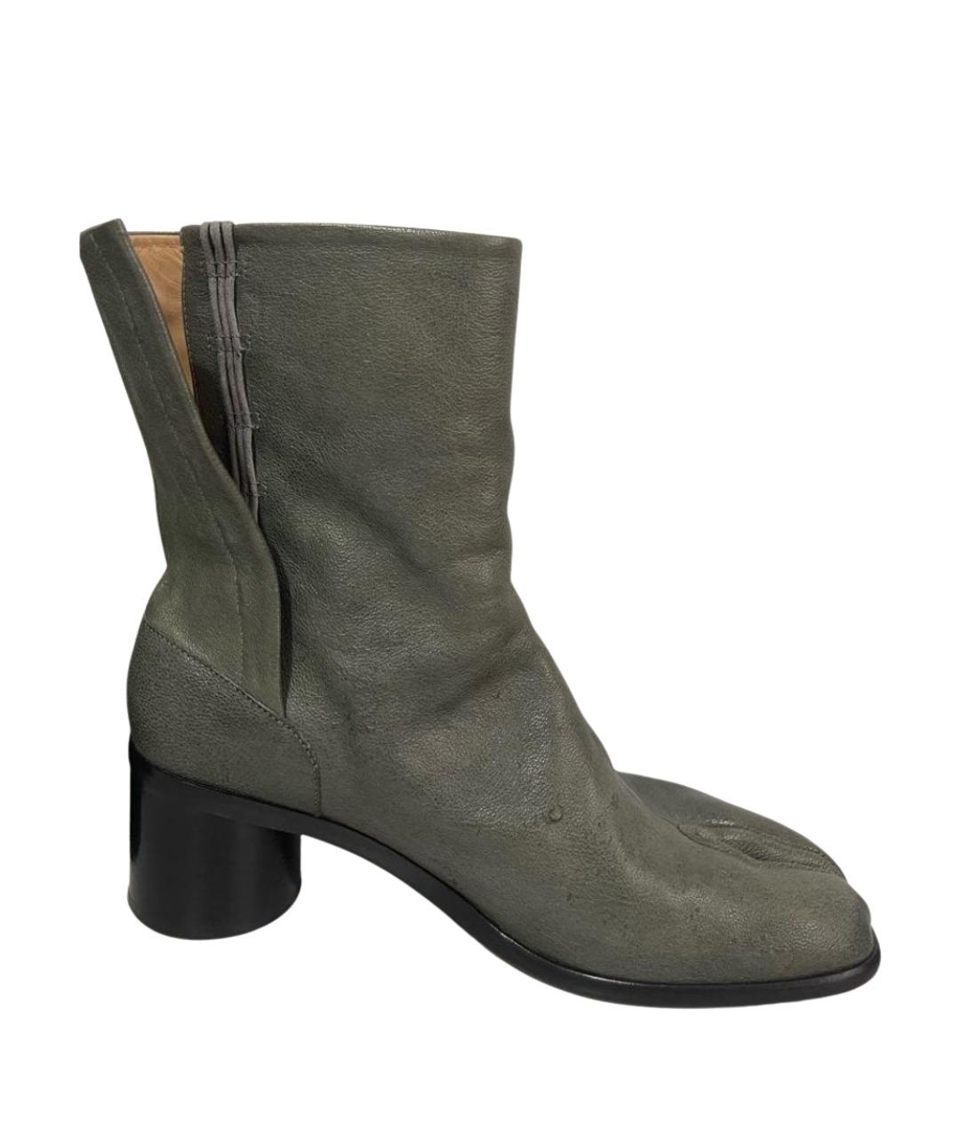 MAISON MARGIELA Зеленые кожаные высокие ботинки, фото 1