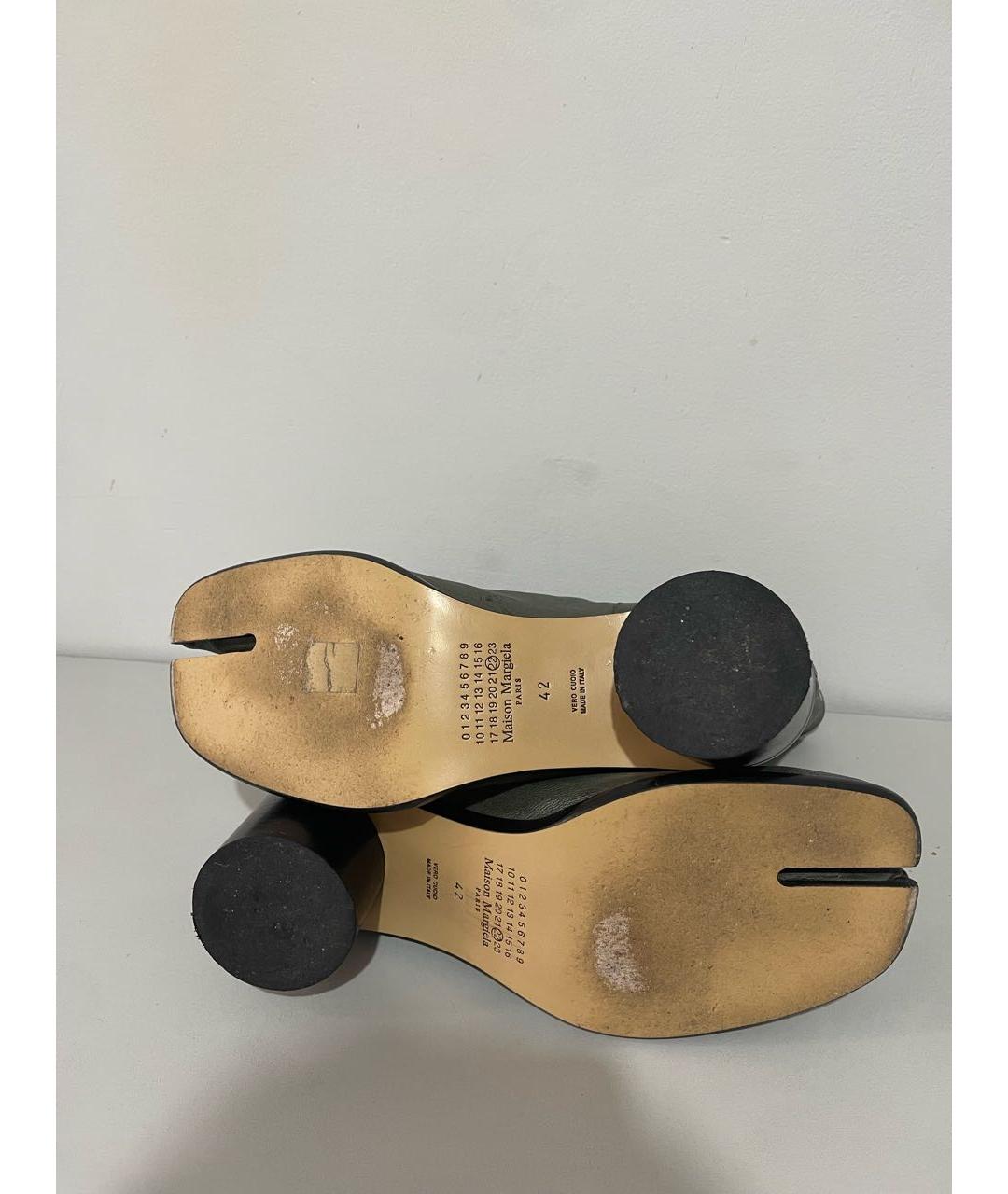 MAISON MARGIELA Зеленые кожаные высокие ботинки, фото 5