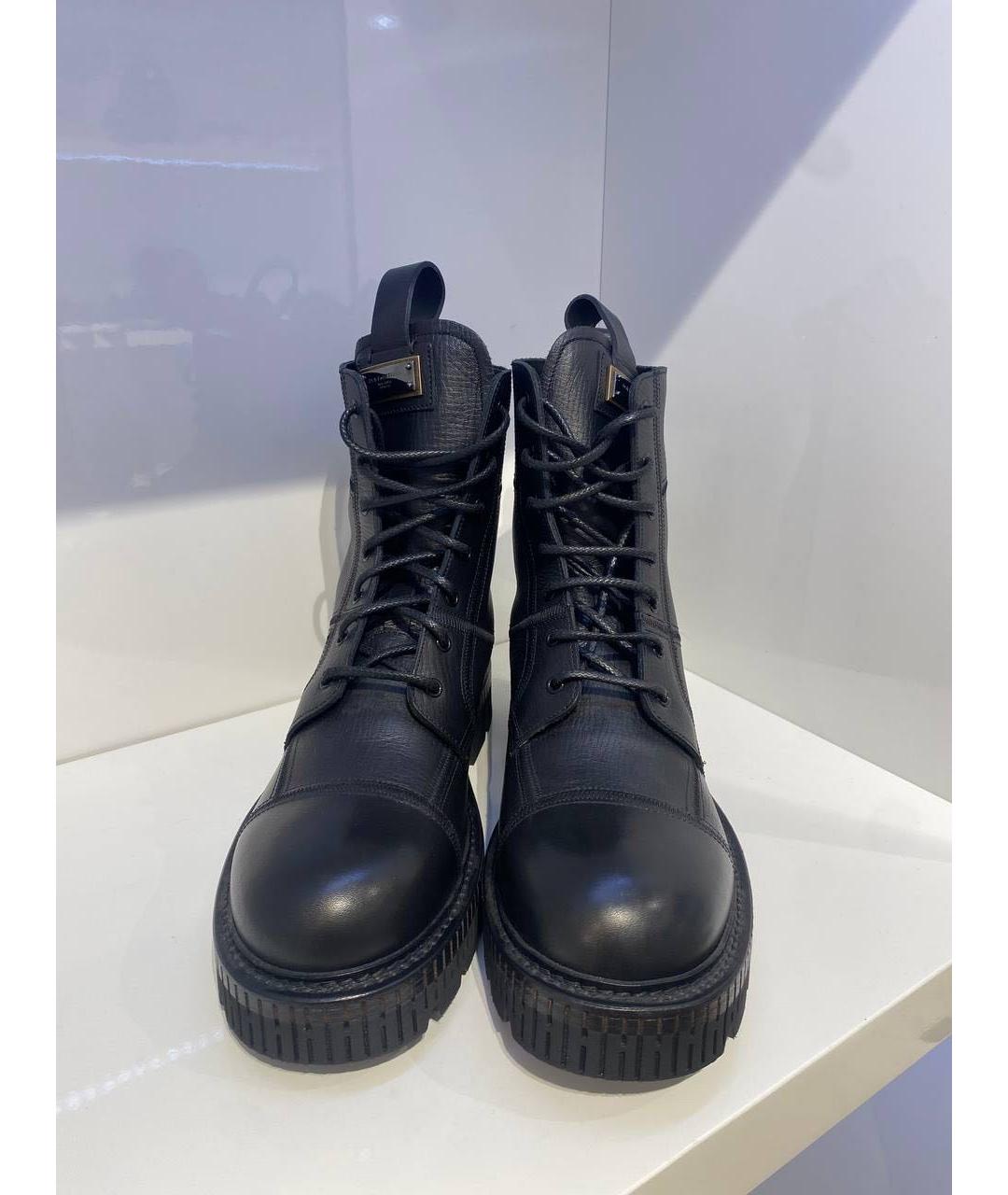 DOLCE&GABBANA Черные кожаные высокие ботинки, фото 2