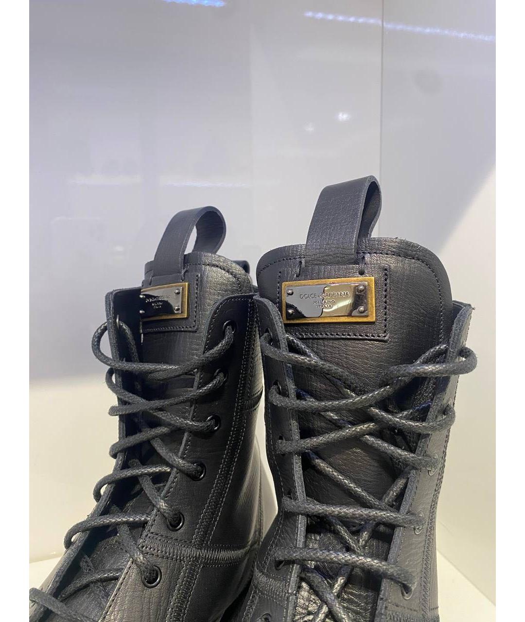 DOLCE&GABBANA Черные кожаные высокие ботинки, фото 3