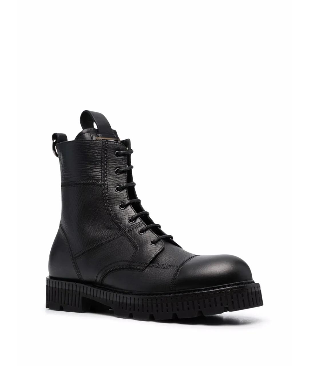 DOLCE&GABBANA Черные кожаные высокие ботинки, фото 1