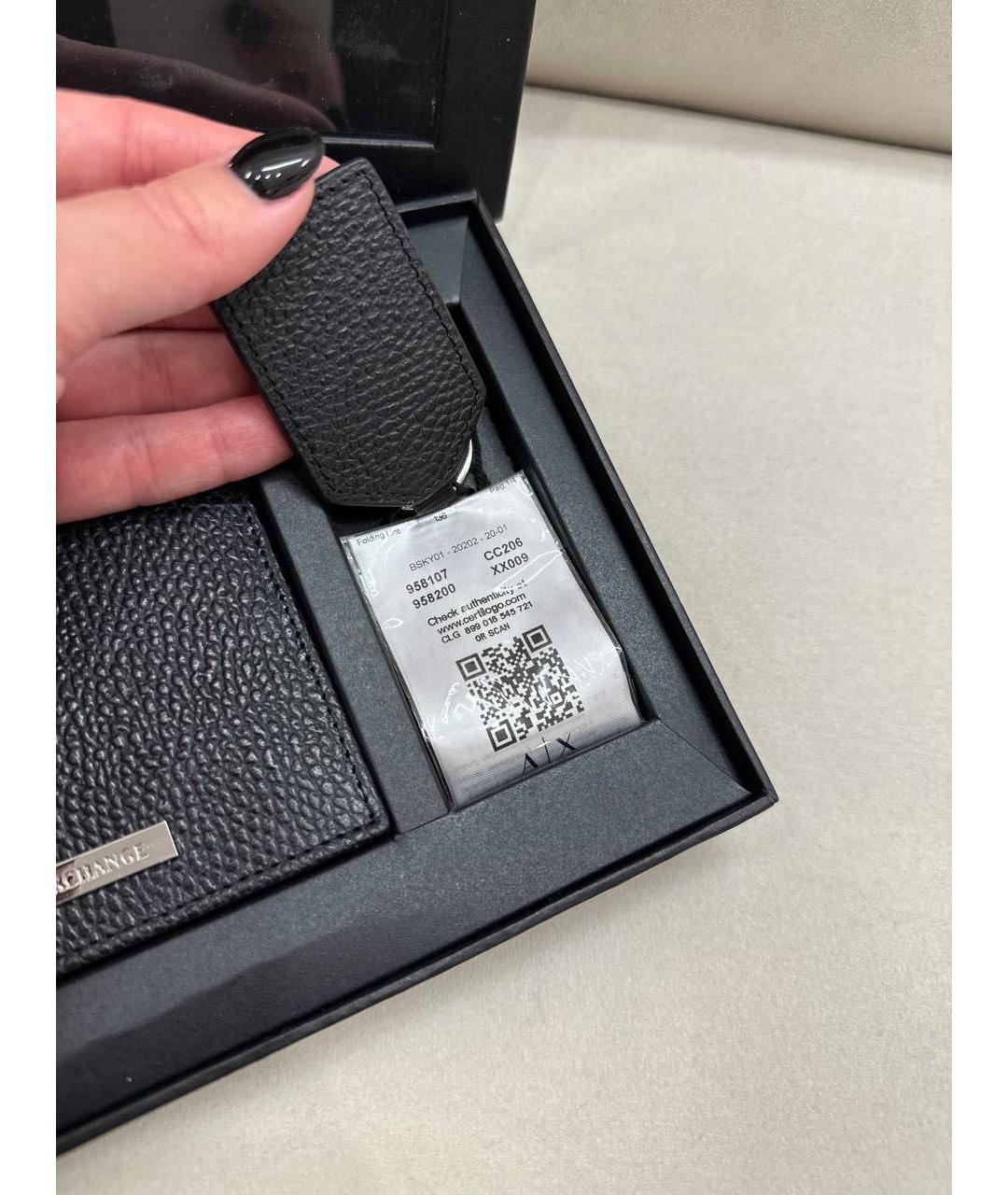 ARMANI EXCHANGE Черный кожаный кошелек, фото 6