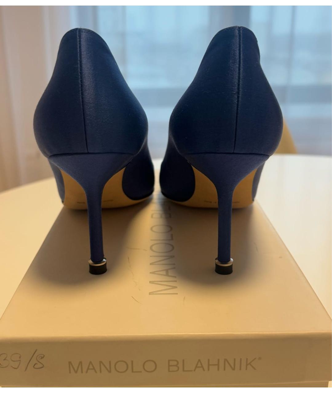 MANOLO BLAHNIK Синие текстильные туфли, фото 4