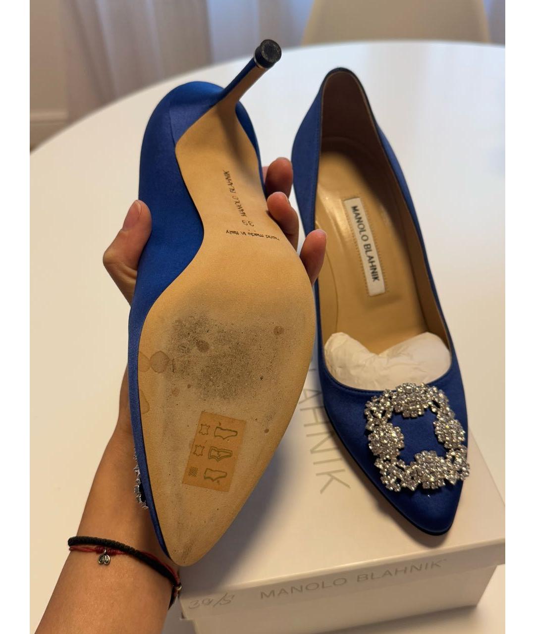 MANOLO BLAHNIK Синие текстильные туфли, фото 7