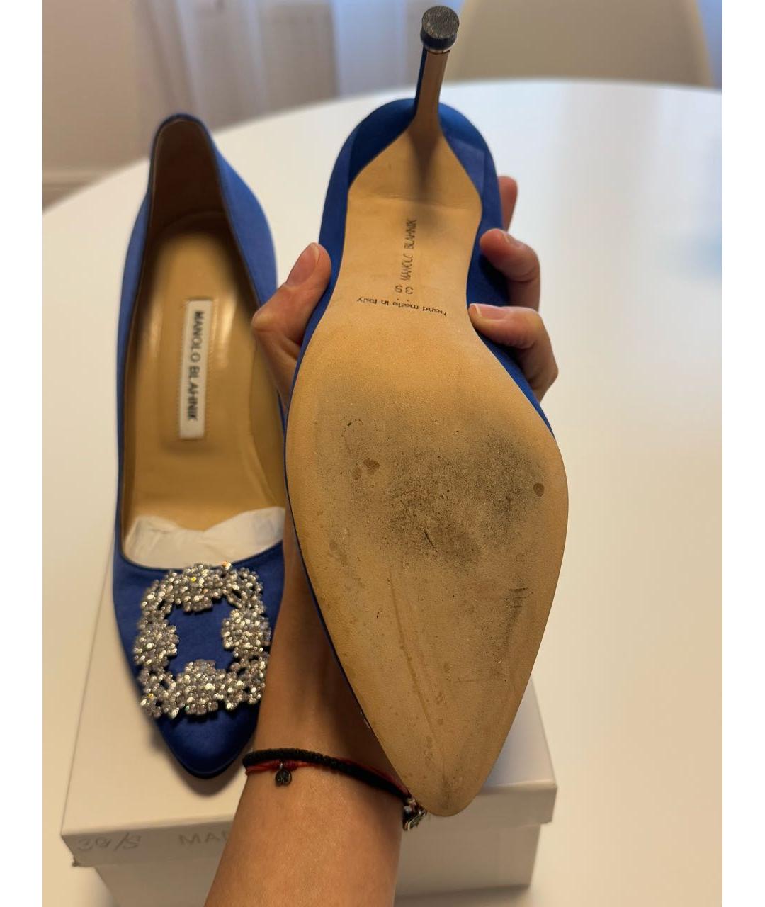 MANOLO BLAHNIK Синие текстильные туфли, фото 6