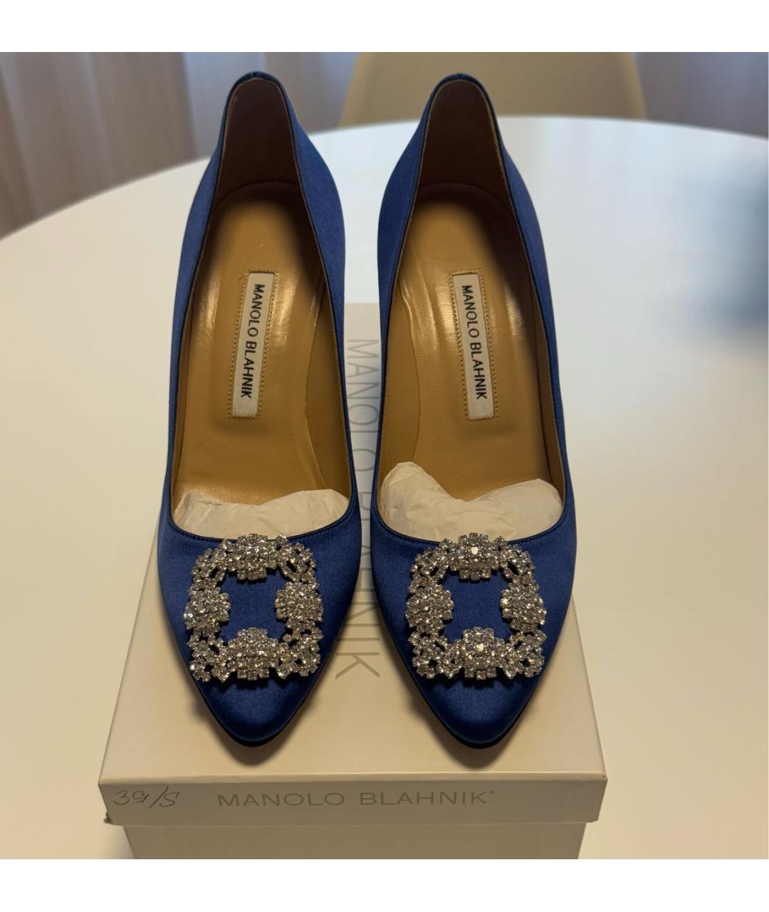 MANOLO BLAHNIK Синие текстильные туфли, фото 2