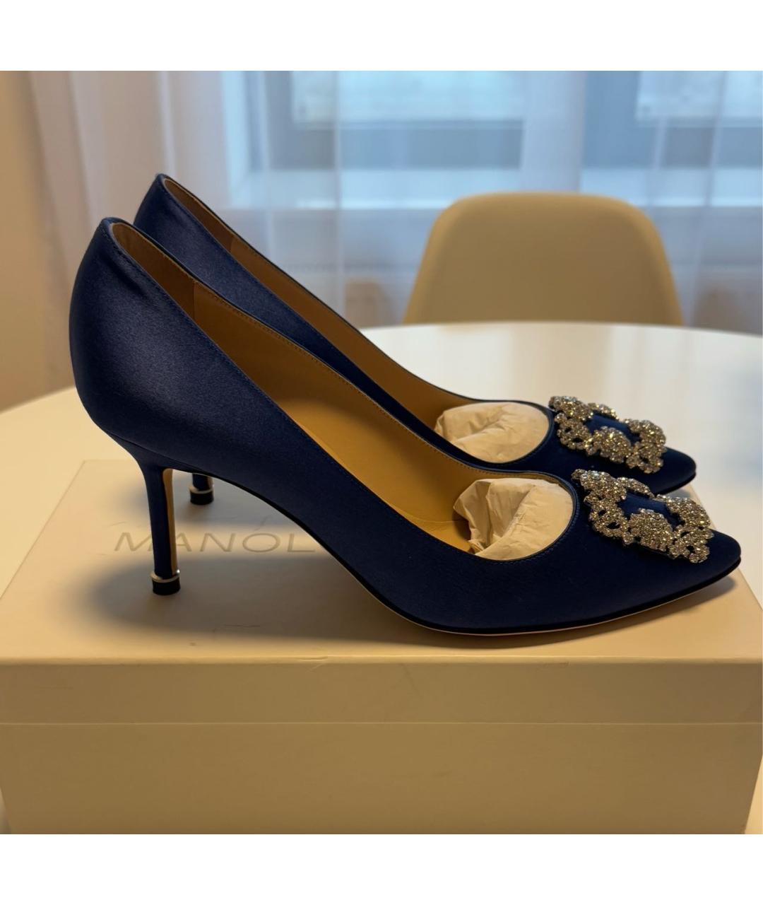 MANOLO BLAHNIK Синие текстильные туфли, фото 3