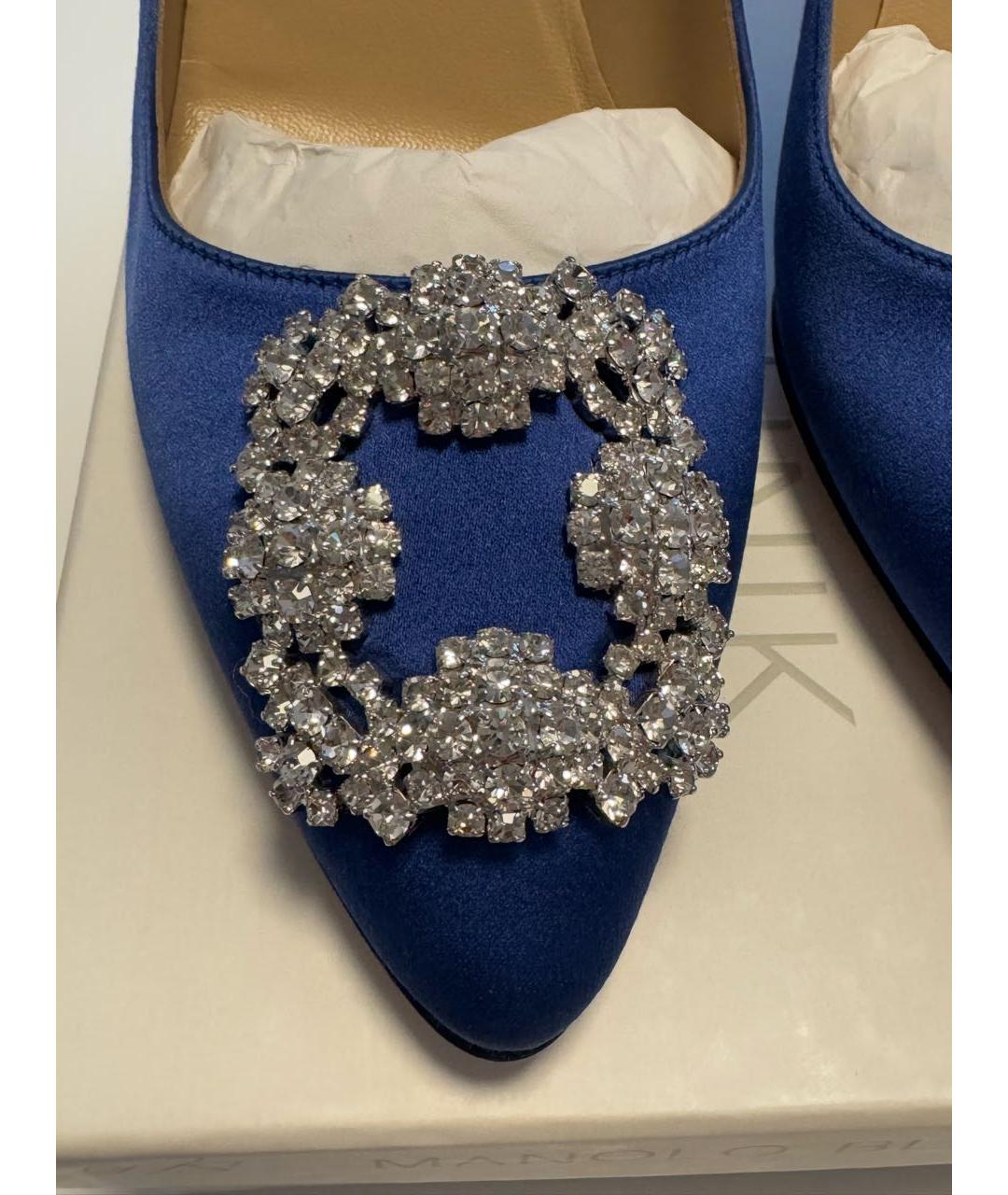 MANOLO BLAHNIK Синие текстильные туфли, фото 8