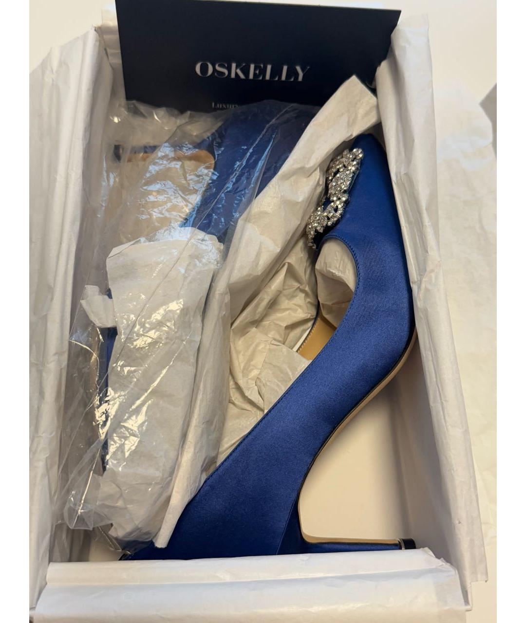 MANOLO BLAHNIK Синие текстильные туфли, фото 5