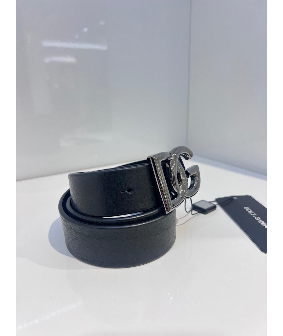 DOLCE&GABBANA Черный кожаный ремень, фото 3