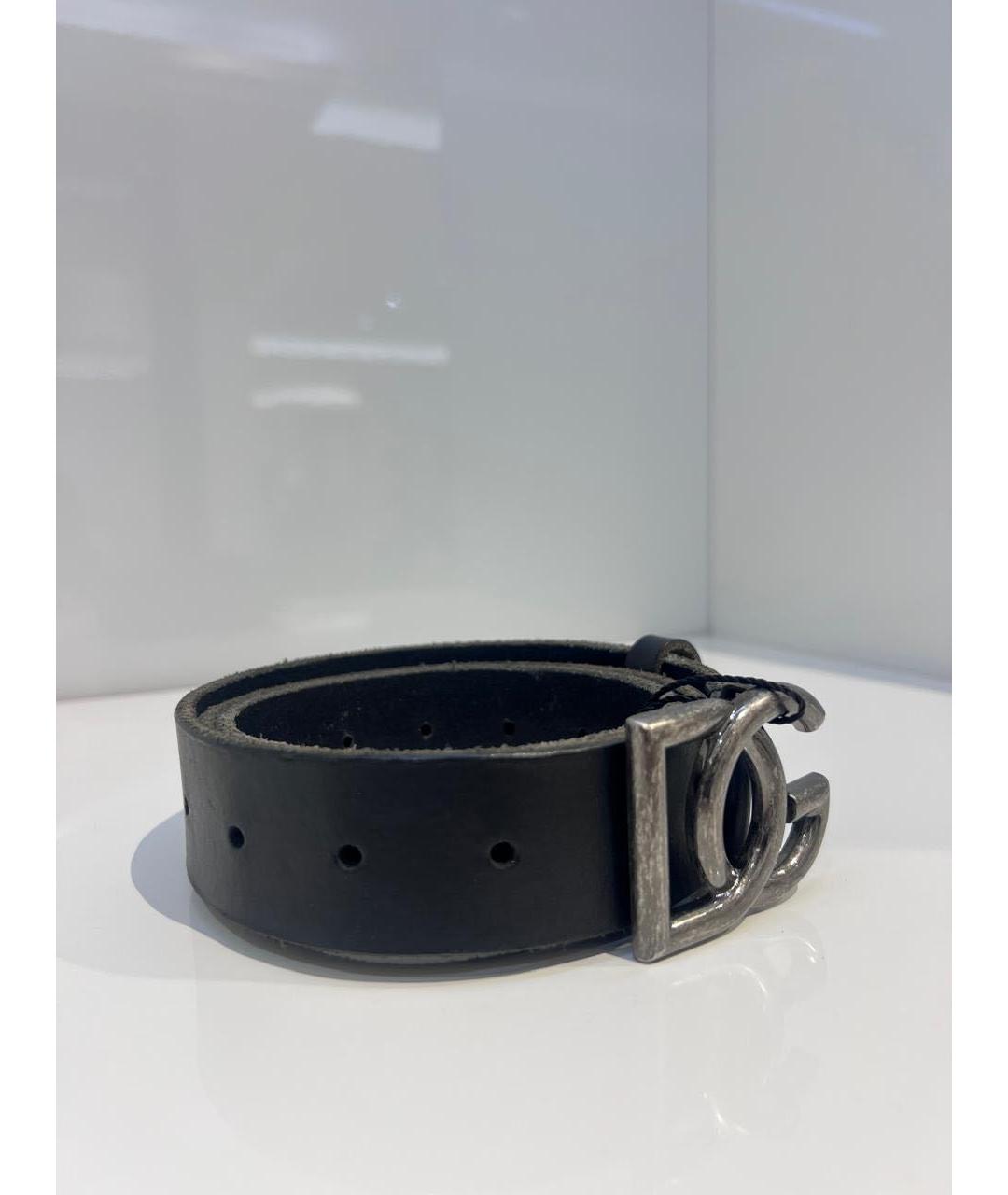 DOLCE&GABBANA Черный кожаный ремень, фото 3