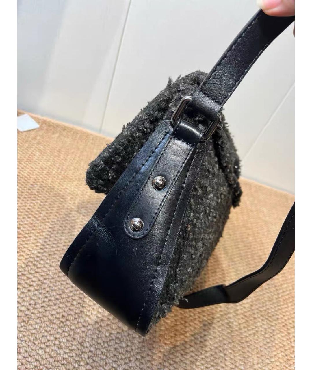 CHANEL Антрацитовая твидовая сумка через плечо, фото 4