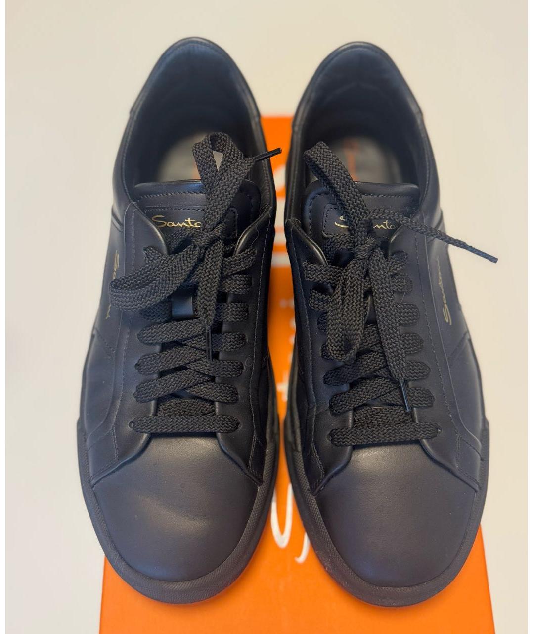 SANTONI Черные кожаные кеды, фото 3