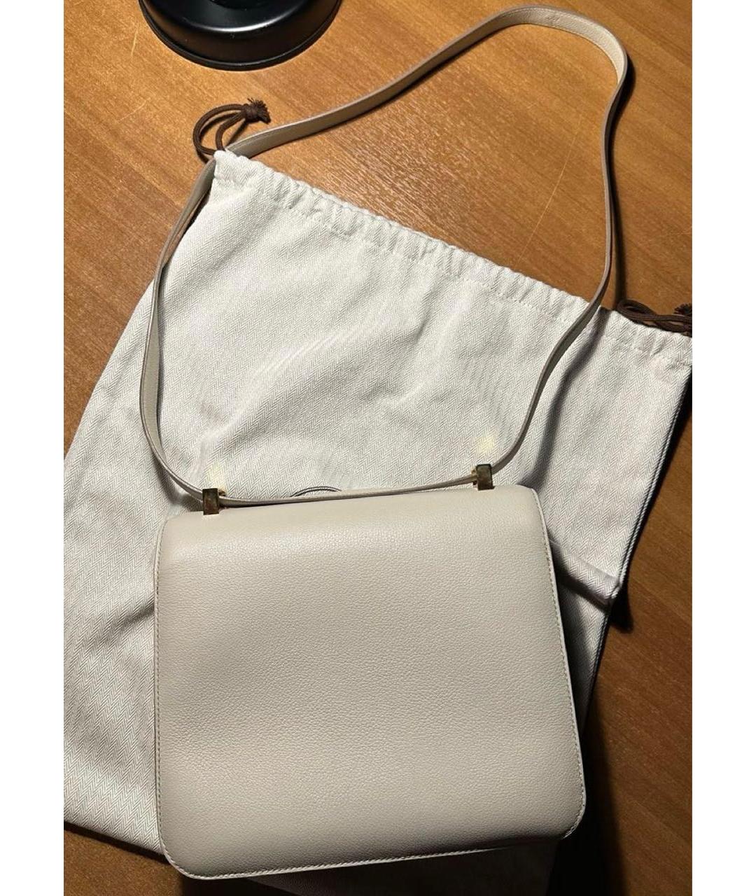 HERMES Бежевая кожаная сумка через плечо, фото 7