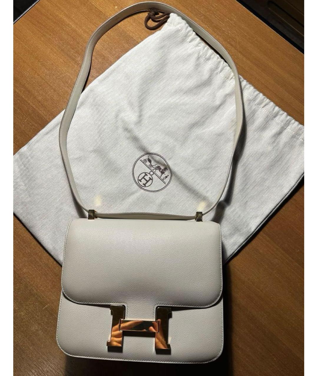 HERMES Бежевая кожаная сумка через плечо, фото 6