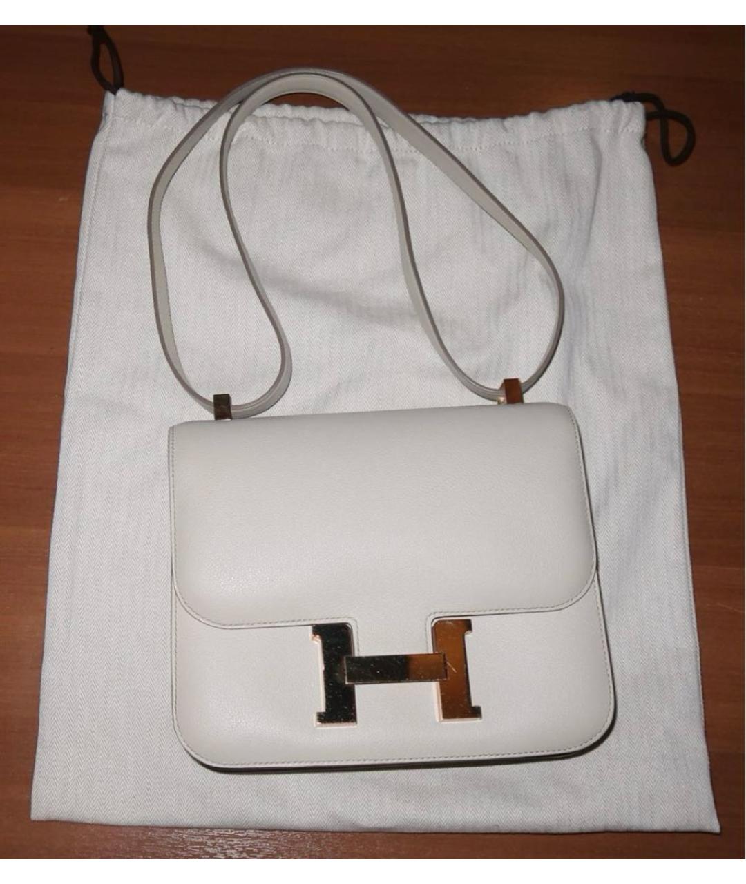 HERMES Бежевая кожаная сумка через плечо, фото 8