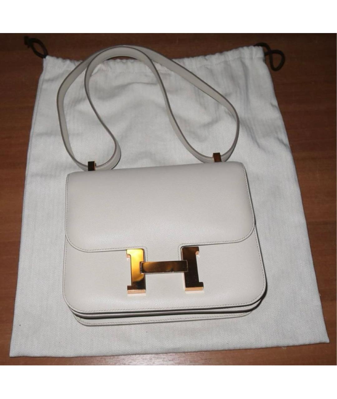 HERMES Бежевая кожаная сумка через плечо, фото 2