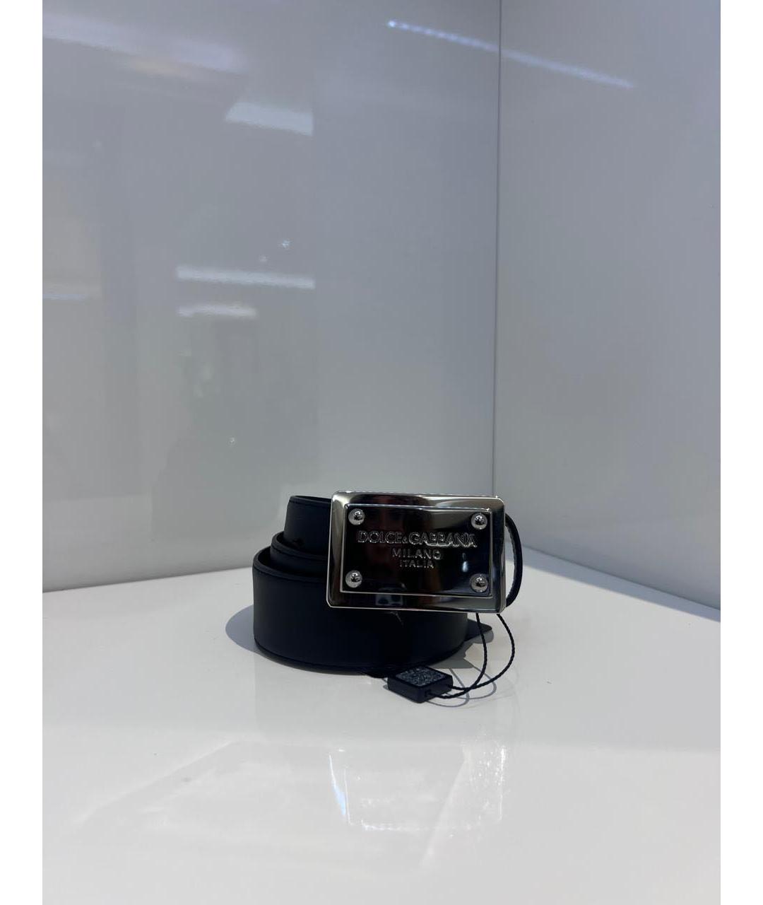 DOLCE&GABBANA Черный кожаный ремень, фото 2