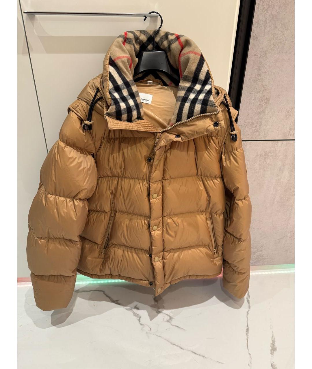 BURBERRY Горчичный полиэстеровый пуховик, фото 9
